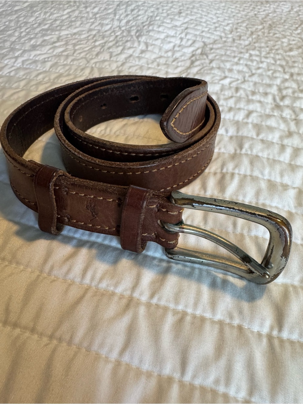 Polo Ralph Lauren Brown Genuine Leather Belt Size 34 Made in China